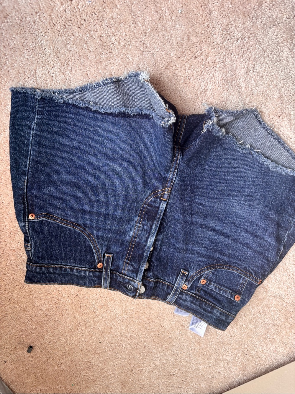 Levi's Dark Blue High-Waist Denim Shorts with Frayed Hem